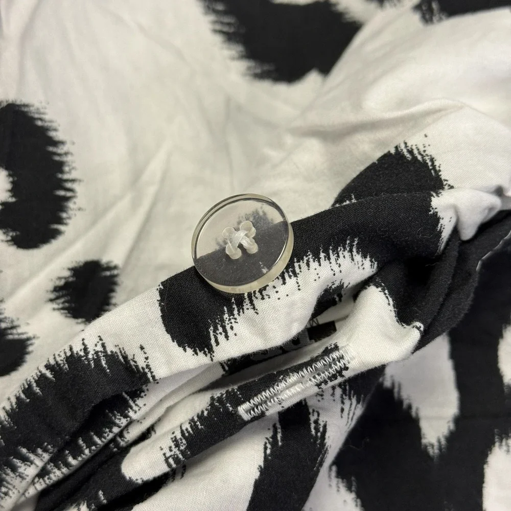 PBteen PB Dorm Twin Duvet‎ Cover Black White 100% Cotton Button Close